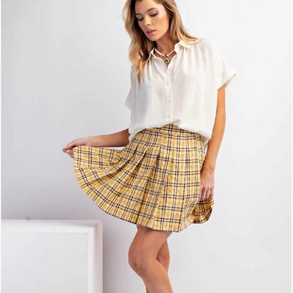 837. Easel Plaid Yellow Skirt