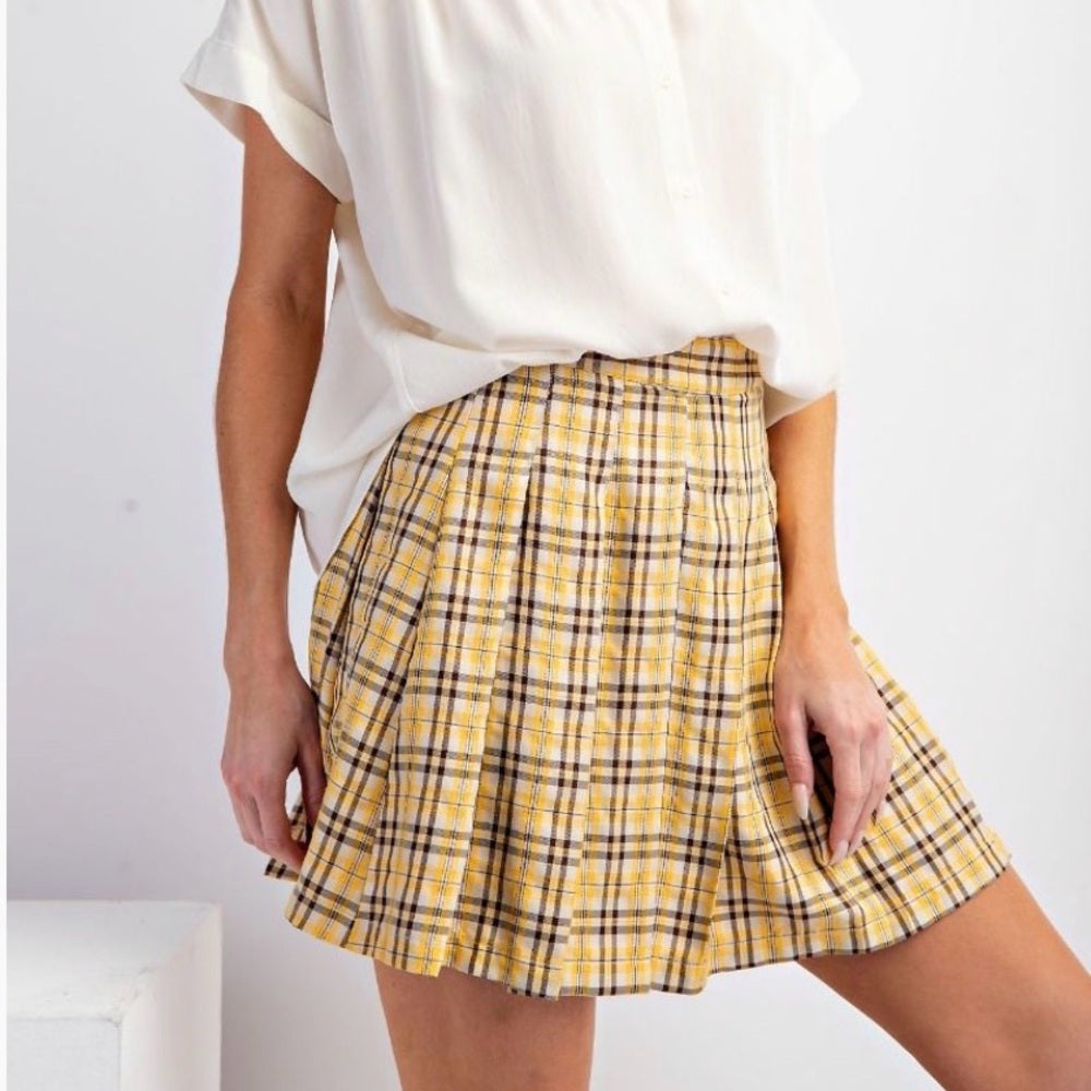 837. Easel Plaid Yellow Skirt
