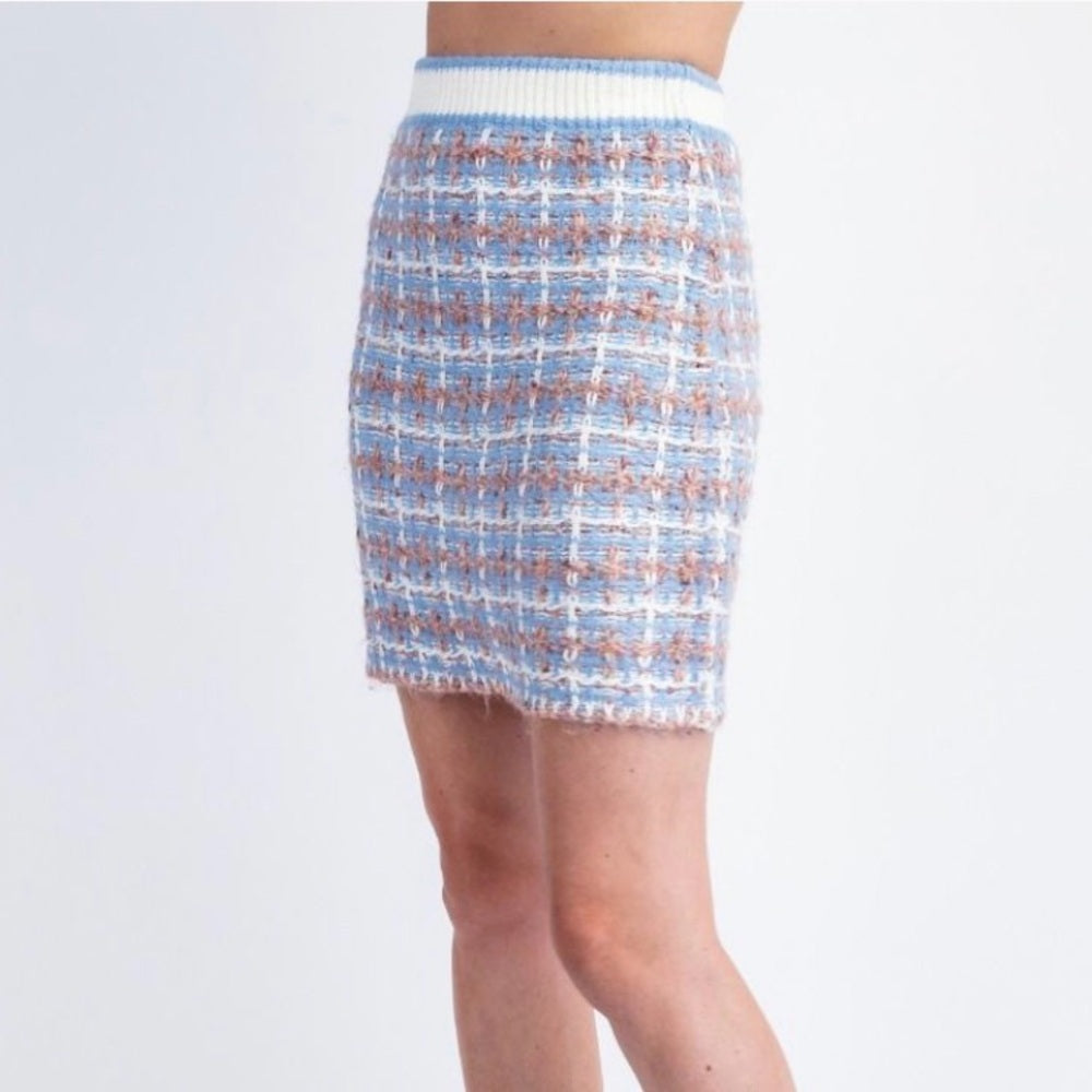 841. Easel Chic Blue Tweed Skirt