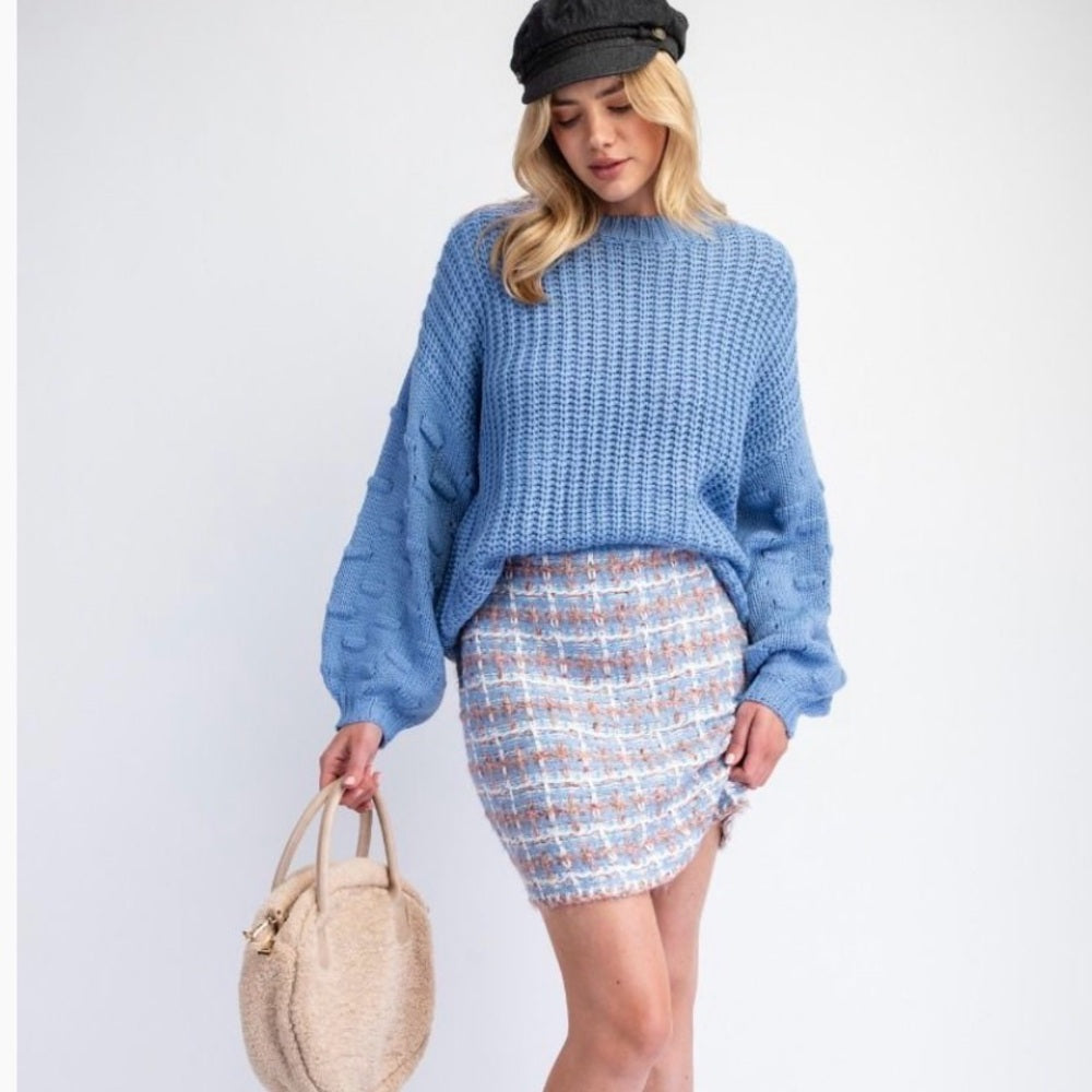 841. Easel Chic Blue Tweed Skirt