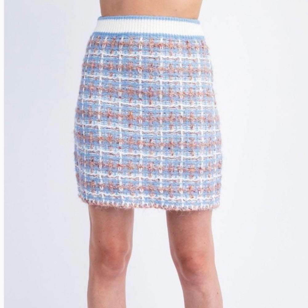 841. Easel Chic Blue Tweed Skirt