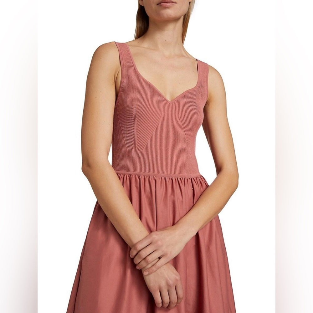 847. Easel Salmon Mixed Media Sleeveless Dress