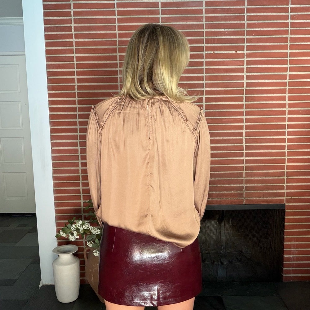 861. Burgundy Leather Mini Skirt