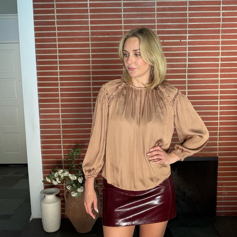 861. Burgundy Leather Mini Skirt