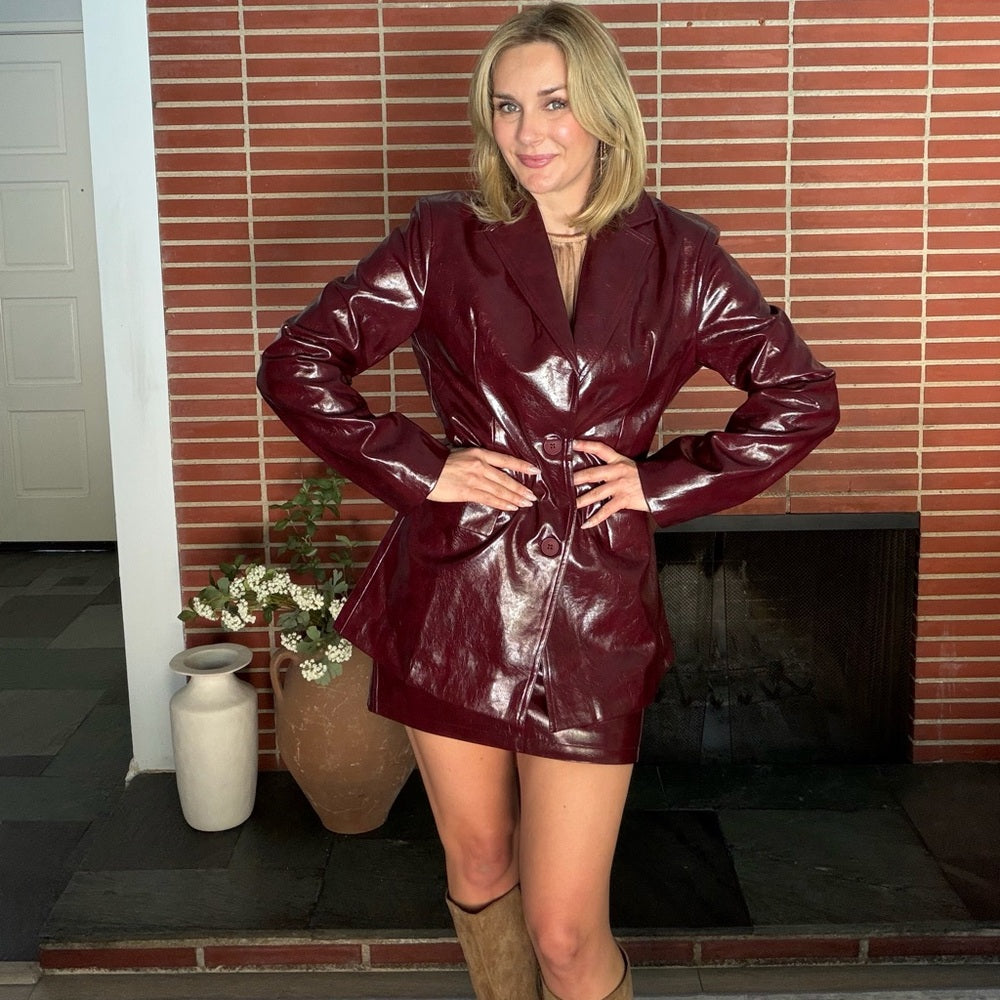 862. Burgundy Leather Jacket