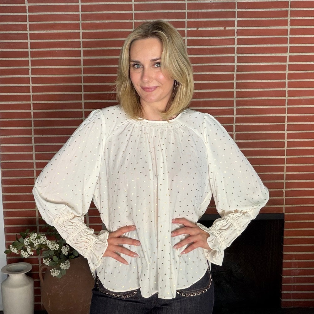 868. Gold Flake Cream Blouse