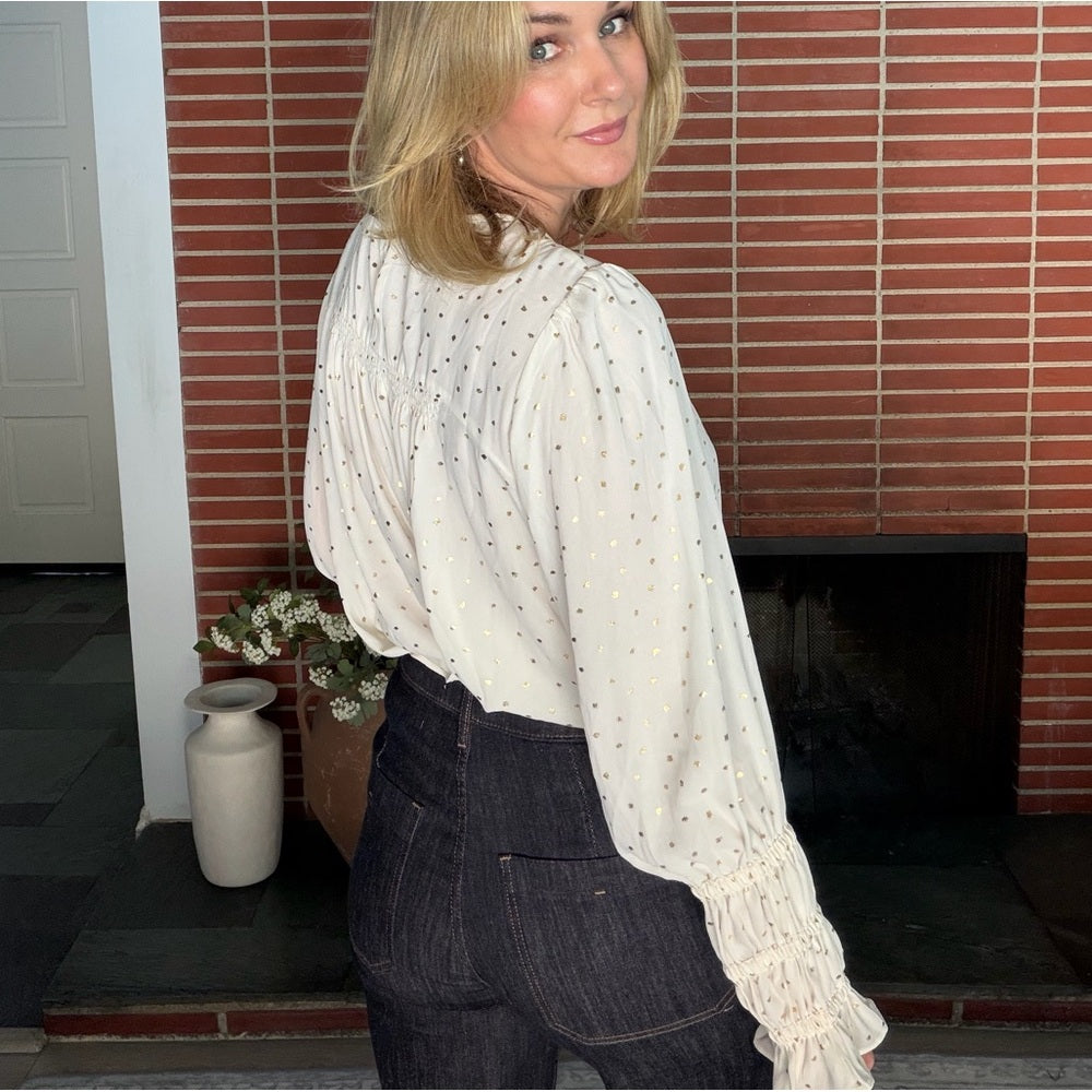 868. Gold Flake Cream Blouse