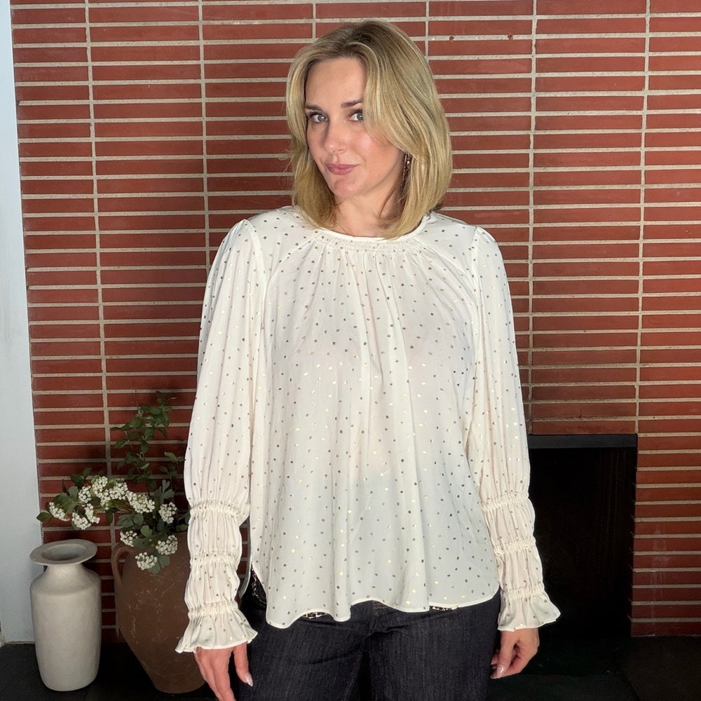 868. Gold Flake Cream Blouse