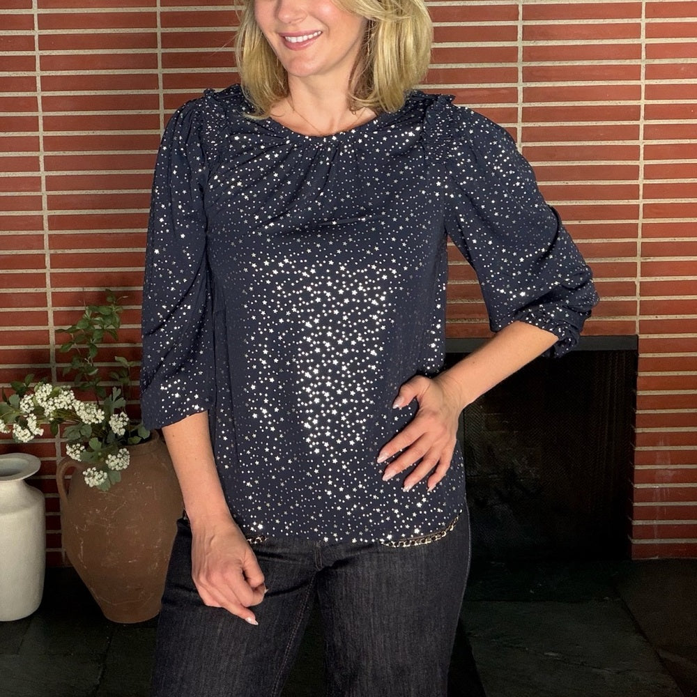 869. Current Air Navy Starry Print Blouse