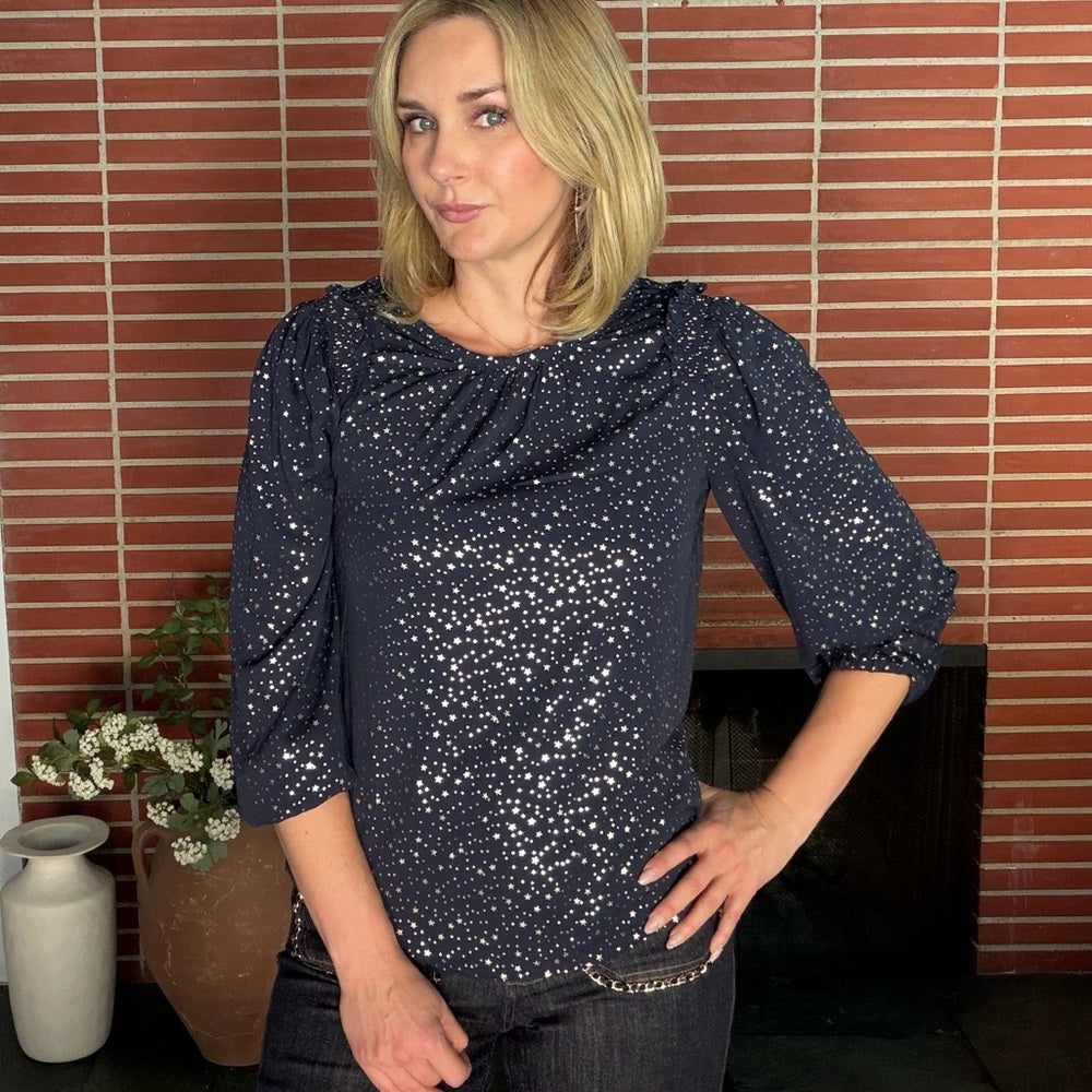 869. Current Air Navy Starry Print Blouse