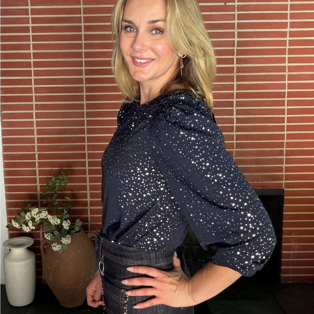 869. Current Air Navy Starry Print Blouse