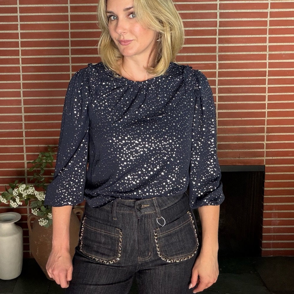 869. Current Air Navy Starry Print Blouse