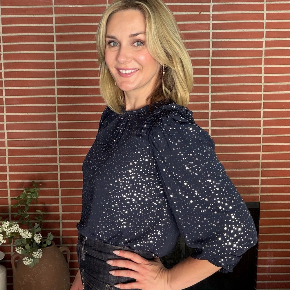 869. Current Air Navy Starry Print Blouse