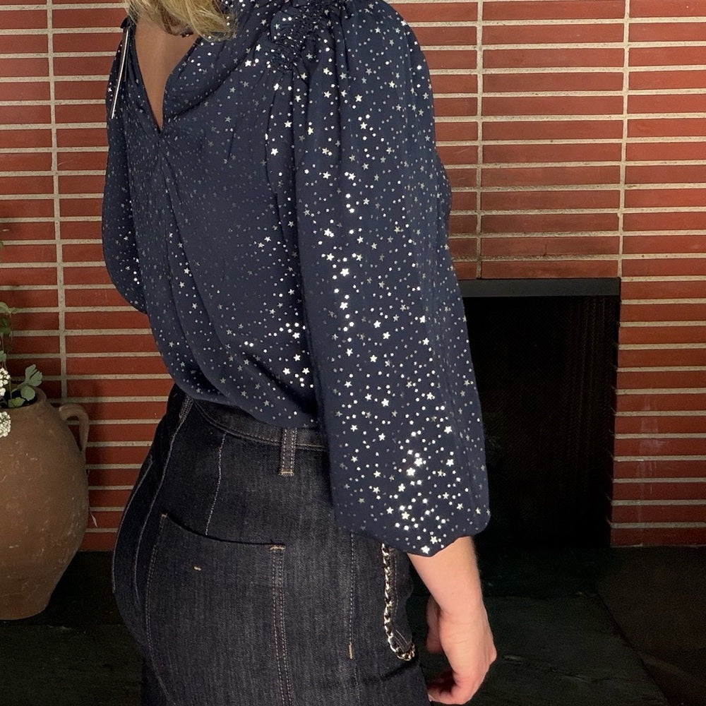 869. Current Air Navy Starry Print Blouse