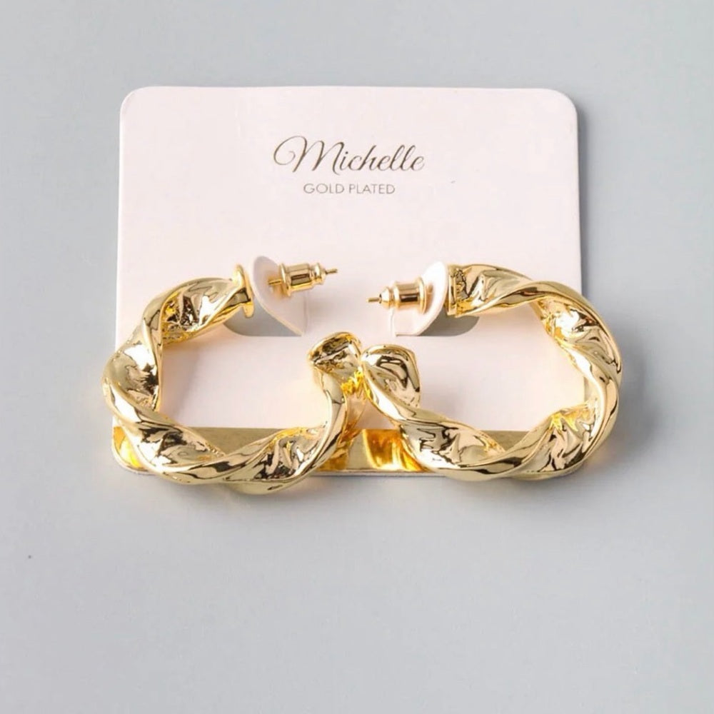 879. Gold Plated Twist Hoop Earrings