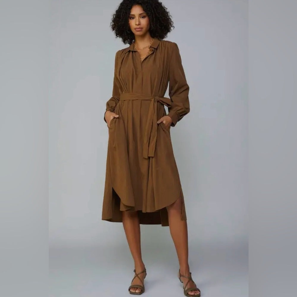 888. Current Air Brown Midi Shirt Dress