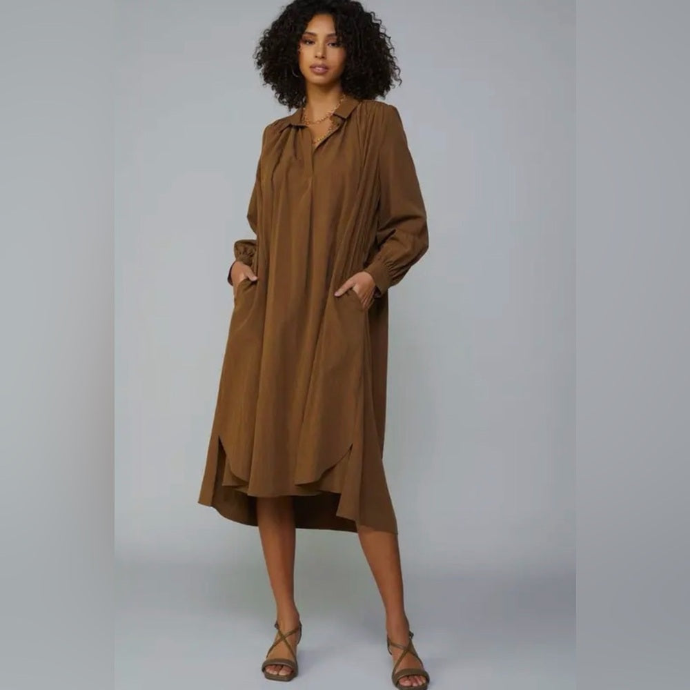 888. Current Air Brown Midi Shirt Dress
