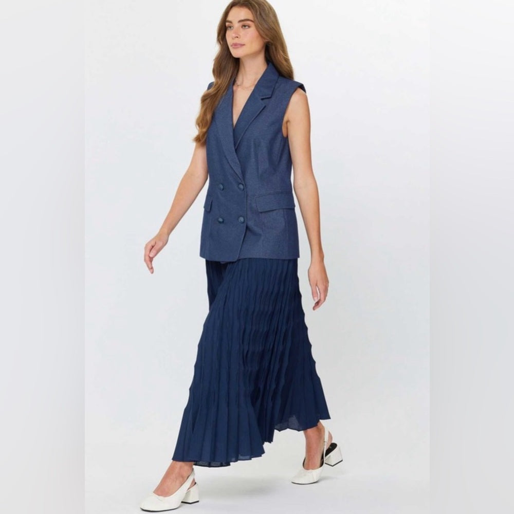893. Current Air Navy Vest & Pleated Skirt Set
