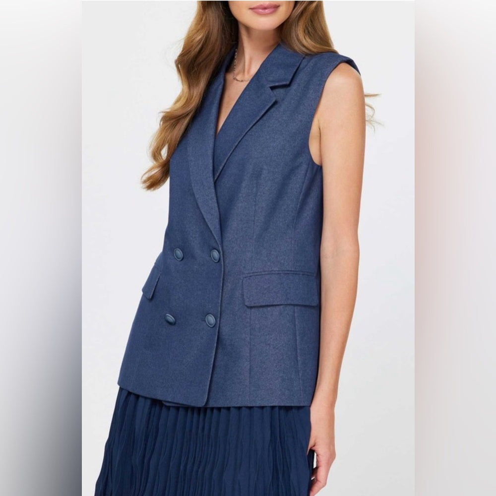 893. Current Air Navy Vest & Pleated Skirt Set