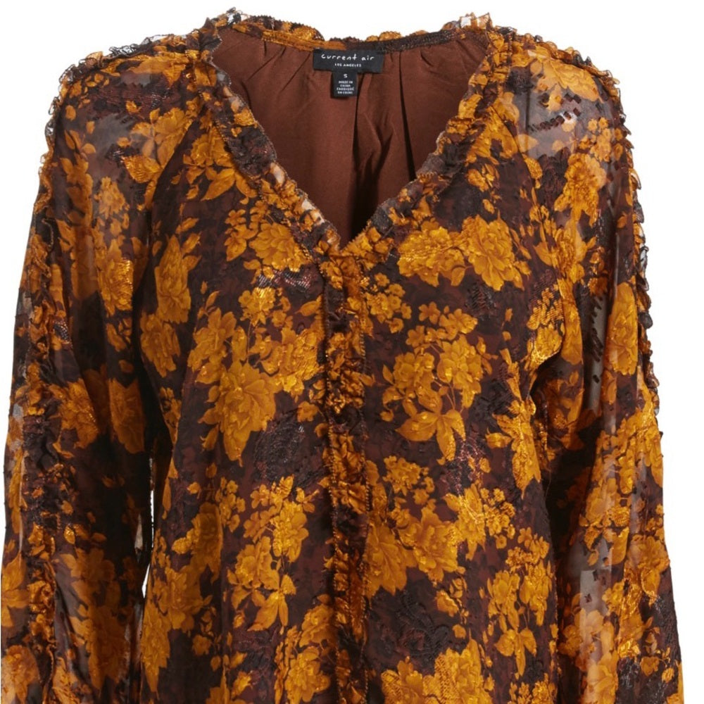 898. Current Air Floral V-Neck Blouse