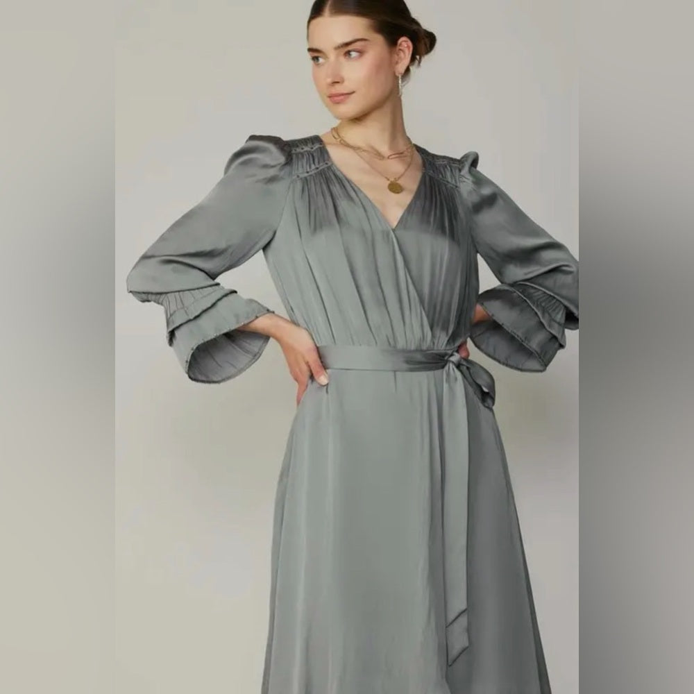 901. Current Air Gray Faux Wrap Dress