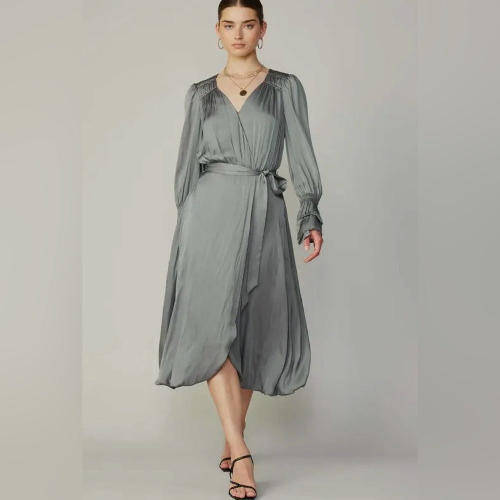 901. Current Air Gray Faux Wrap Dress