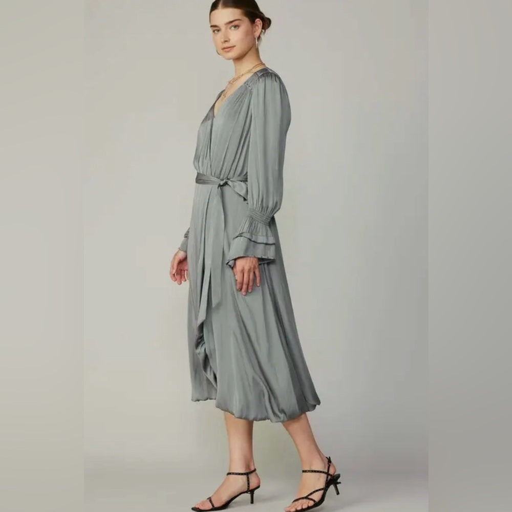 901. Current Air Gray Faux Wrap Dress