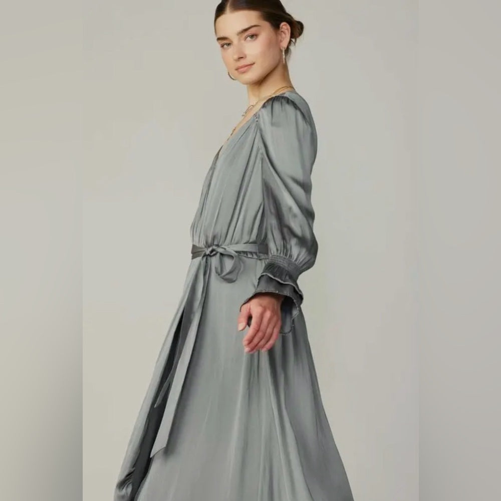 901. Current Air Gray Faux Wrap Dress