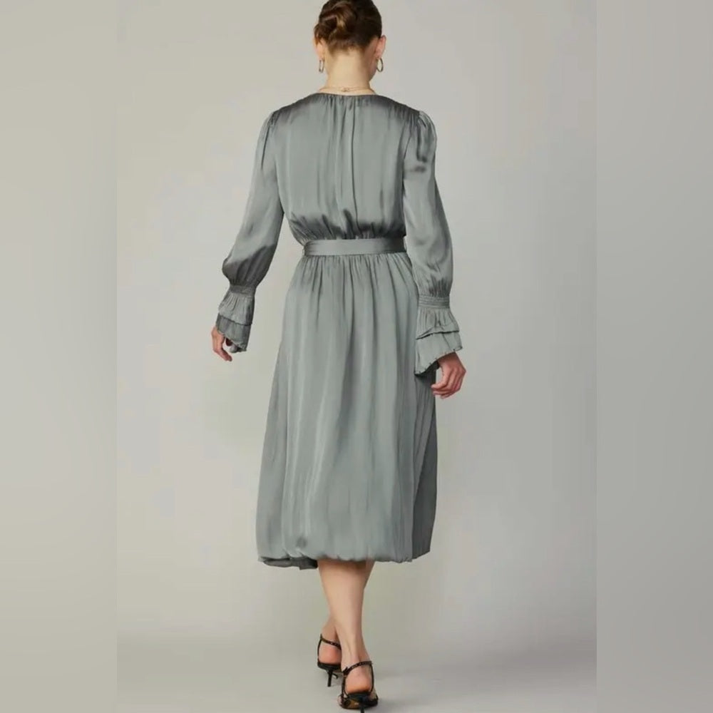 901. Current Air Gray Faux Wrap Dress