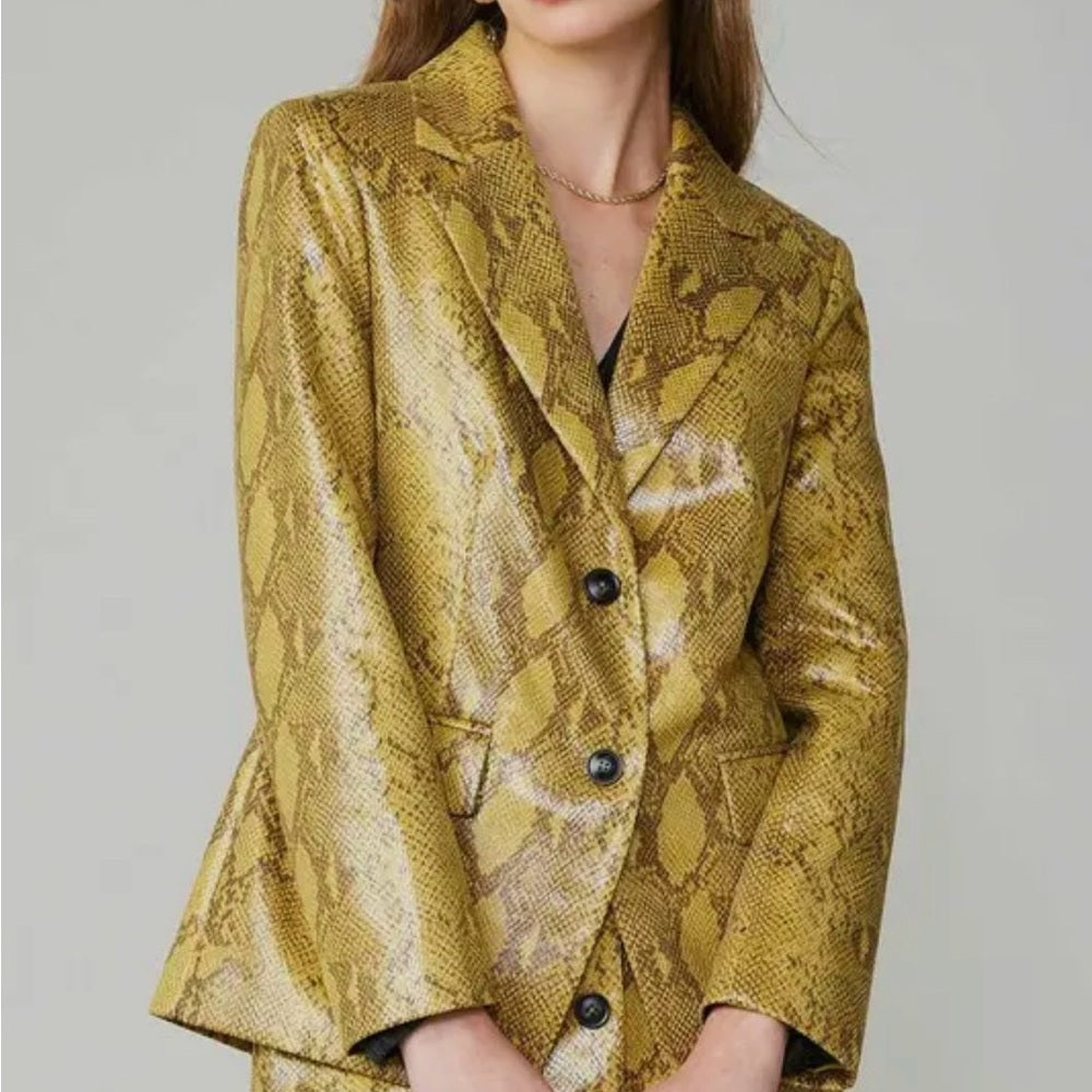 902. Current Air Gold Snake Print Blazer Jacket