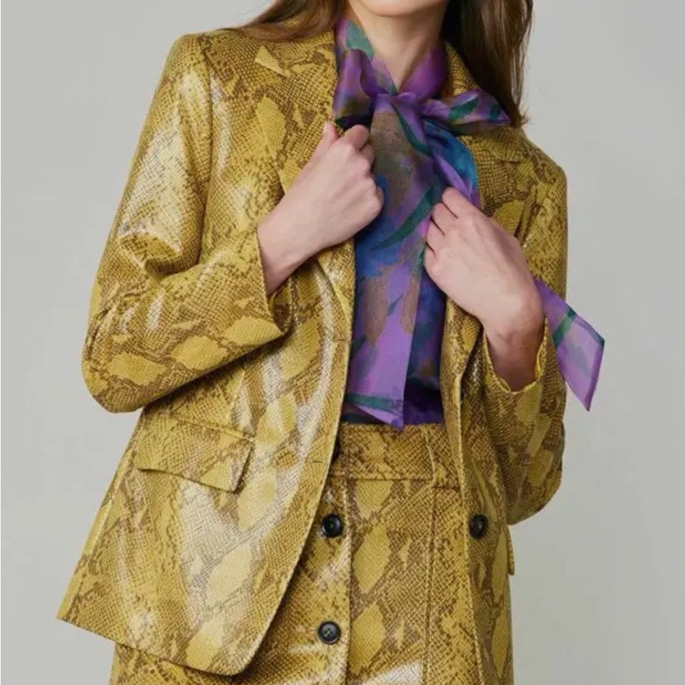902. Current Air Gold Snake Print Blazer Jacket