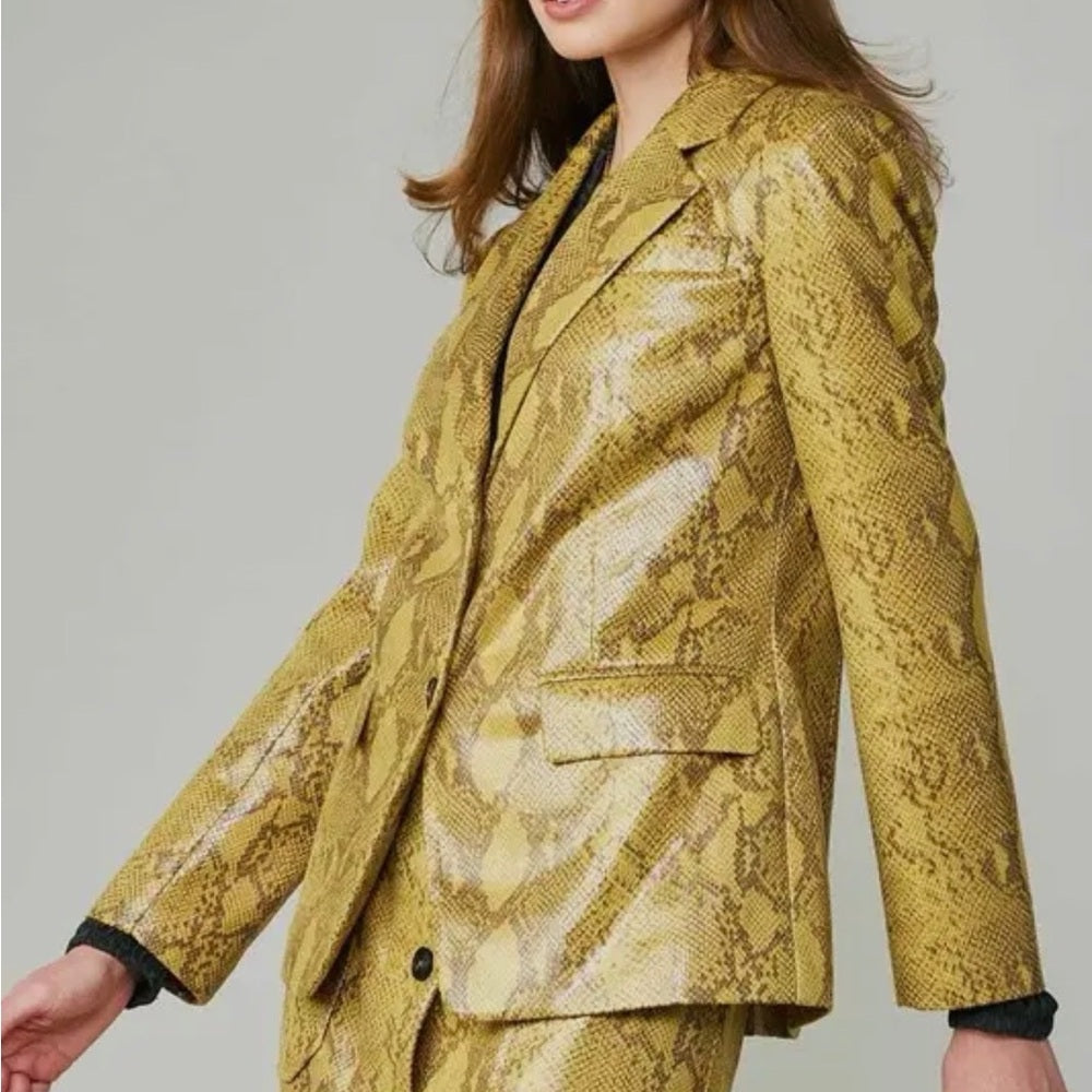 902. Current Air Gold Snake Print Blazer Jacket