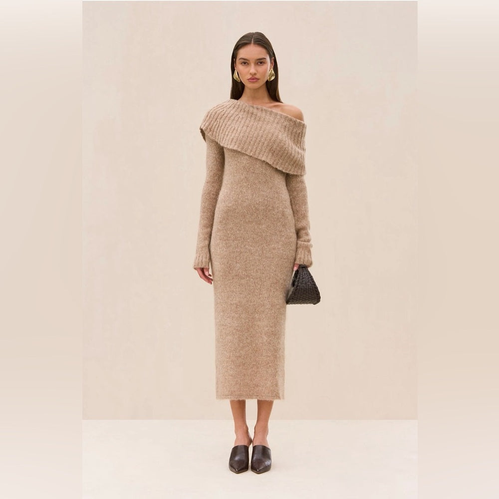 917 Cult Gaia Grayson Knit Midi Off-Shoulder Dress