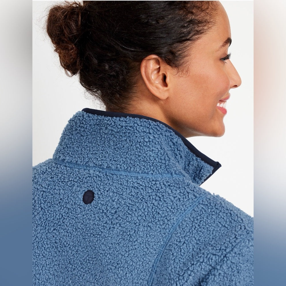 923. Talbots Blue and Cream Fleece Pullover