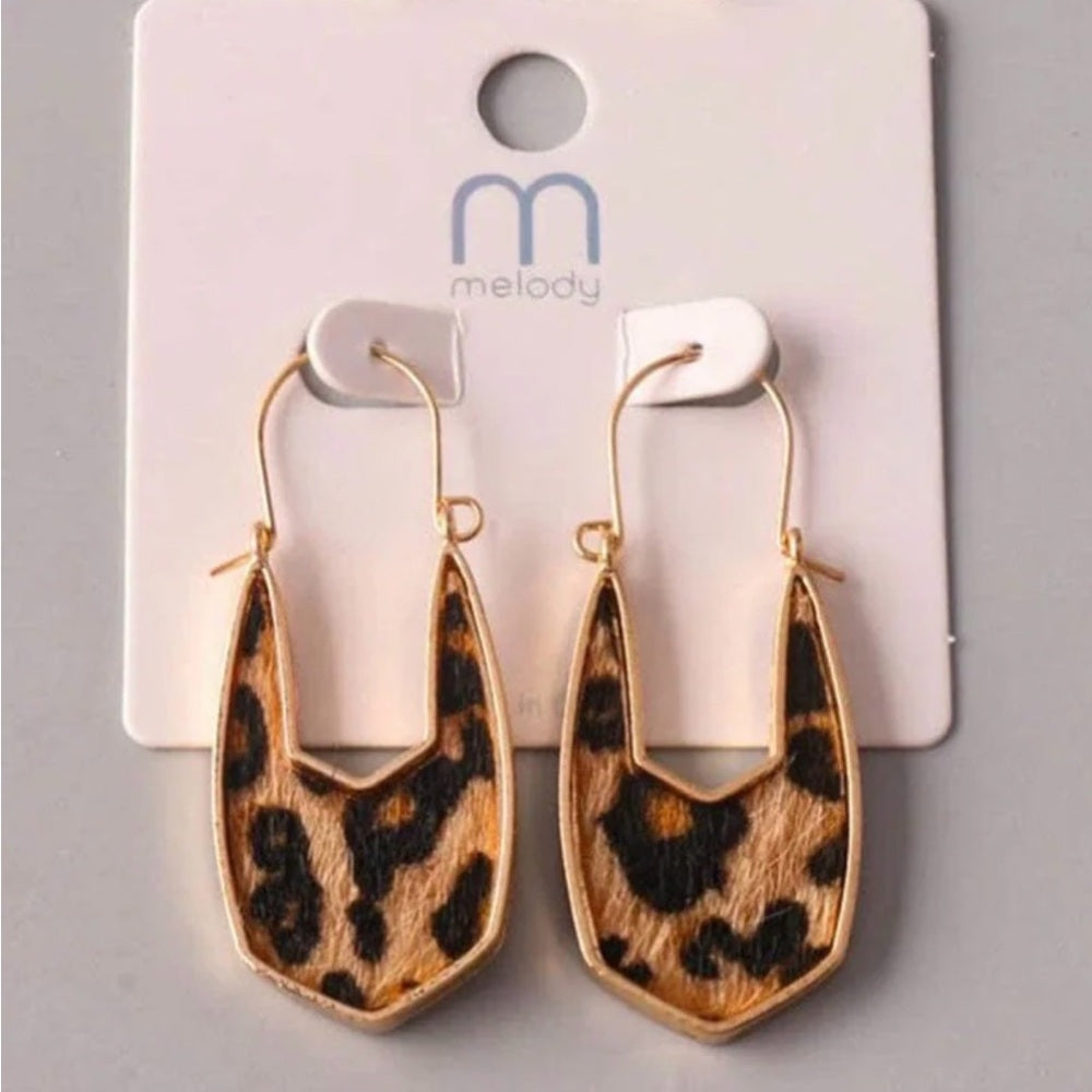 924. Gold and Brown Leopard Earrings
