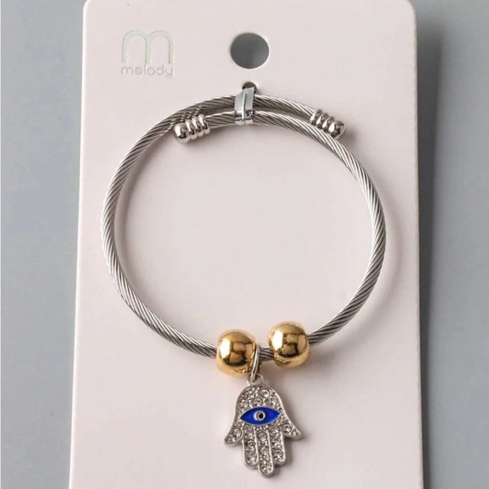 926. Silver and Gold Hamsa Hand Bracelet