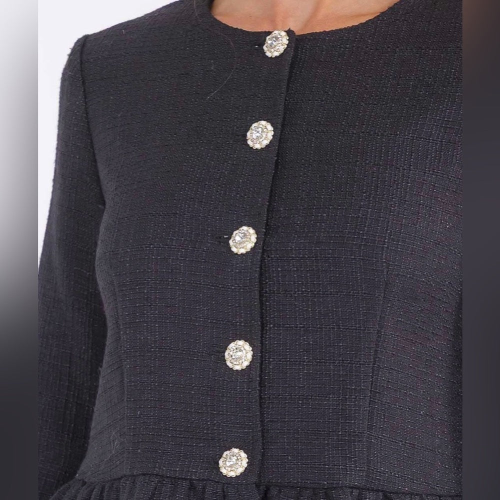 929. Black Peplum Button-Up Jacket