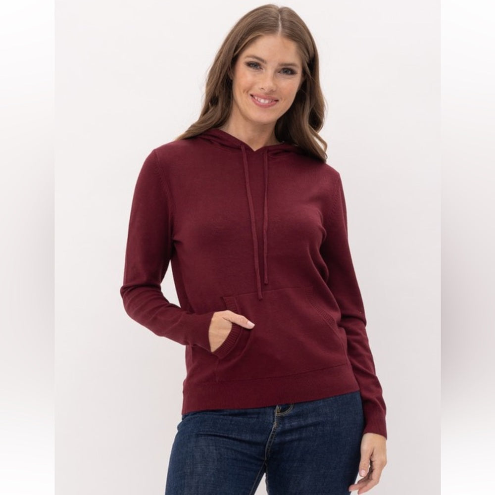 949. Burgundy Knit Hoodie