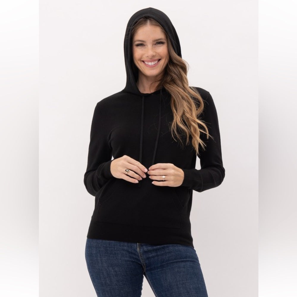 950. Black Knit Hoodie