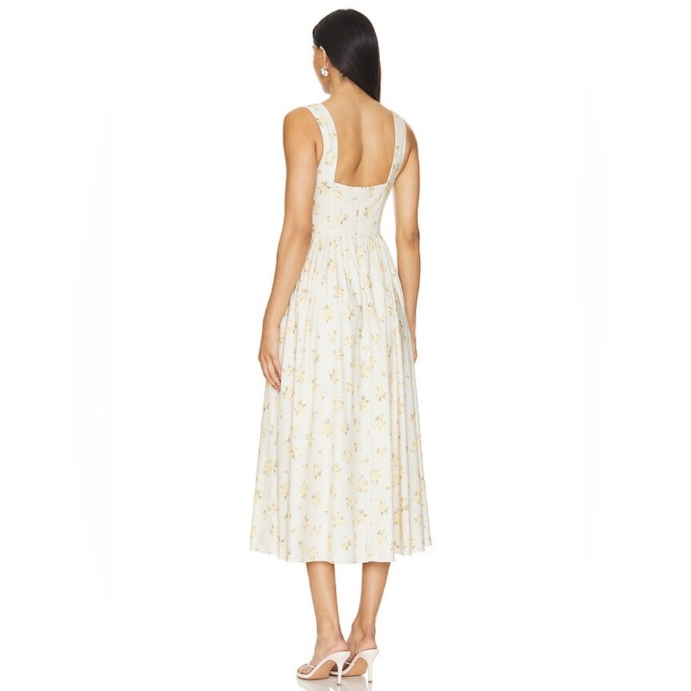 966. Tularosa Miley Midi Dress in Soft Yellow Floral | REVOLVE