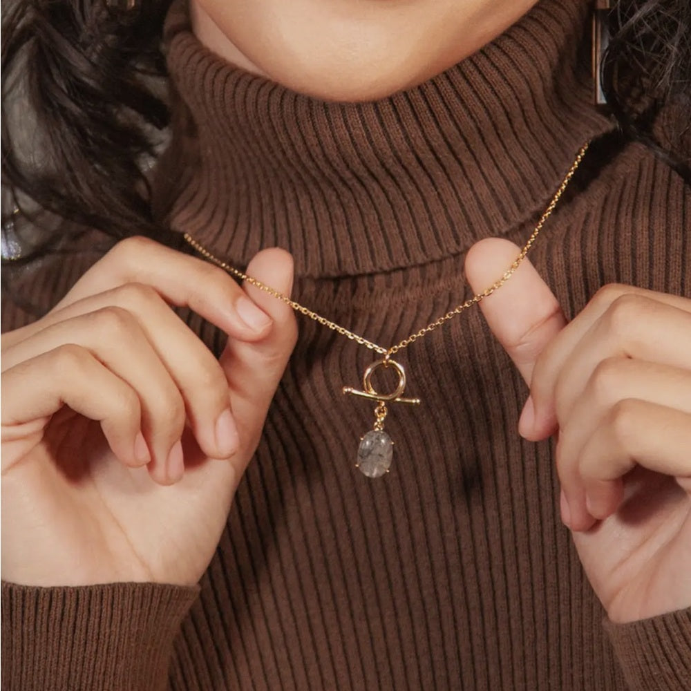 A4. Embrace Me Long Necklace - Tourmalinated Quartz