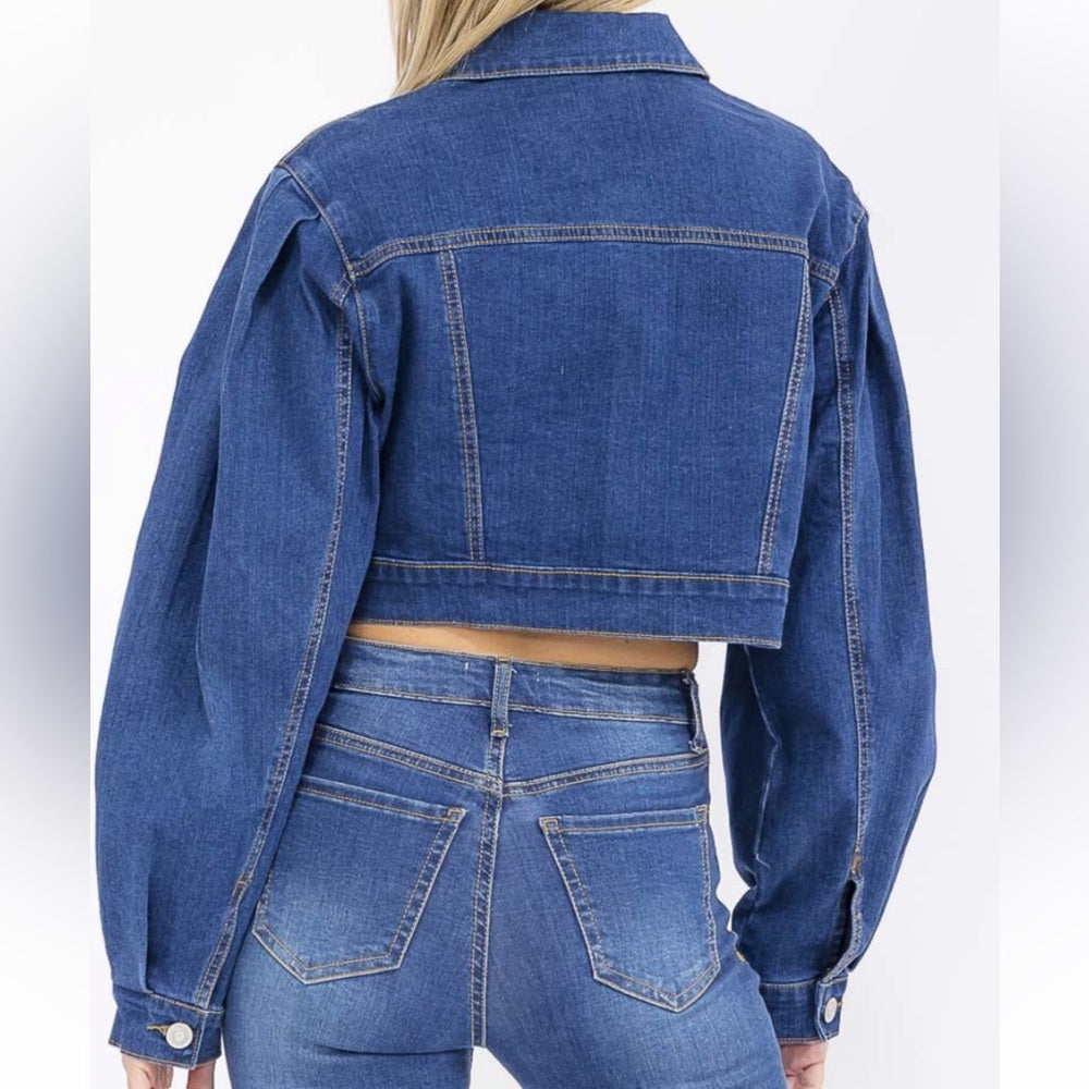 A20. Cropped Blue Denim Jacket