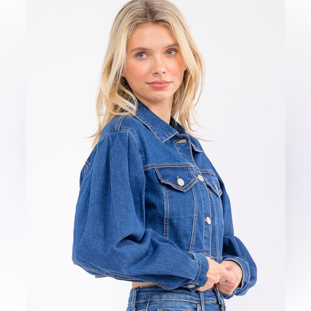 A20. Cropped Blue Denim Jacket