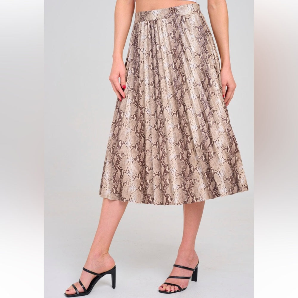 A23. Snake Print Faux Leather Midi Skirt