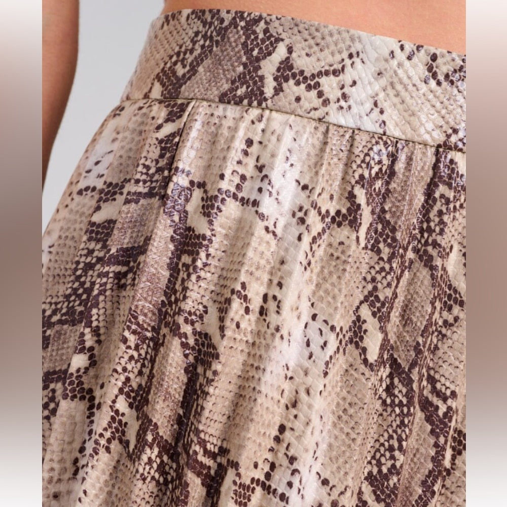 A23. Snake Print Faux Leather Midi Skirt