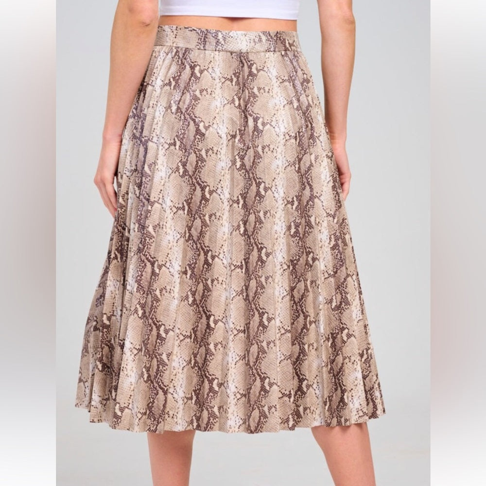 A23. Snake Print Faux Leather Midi Skirt
