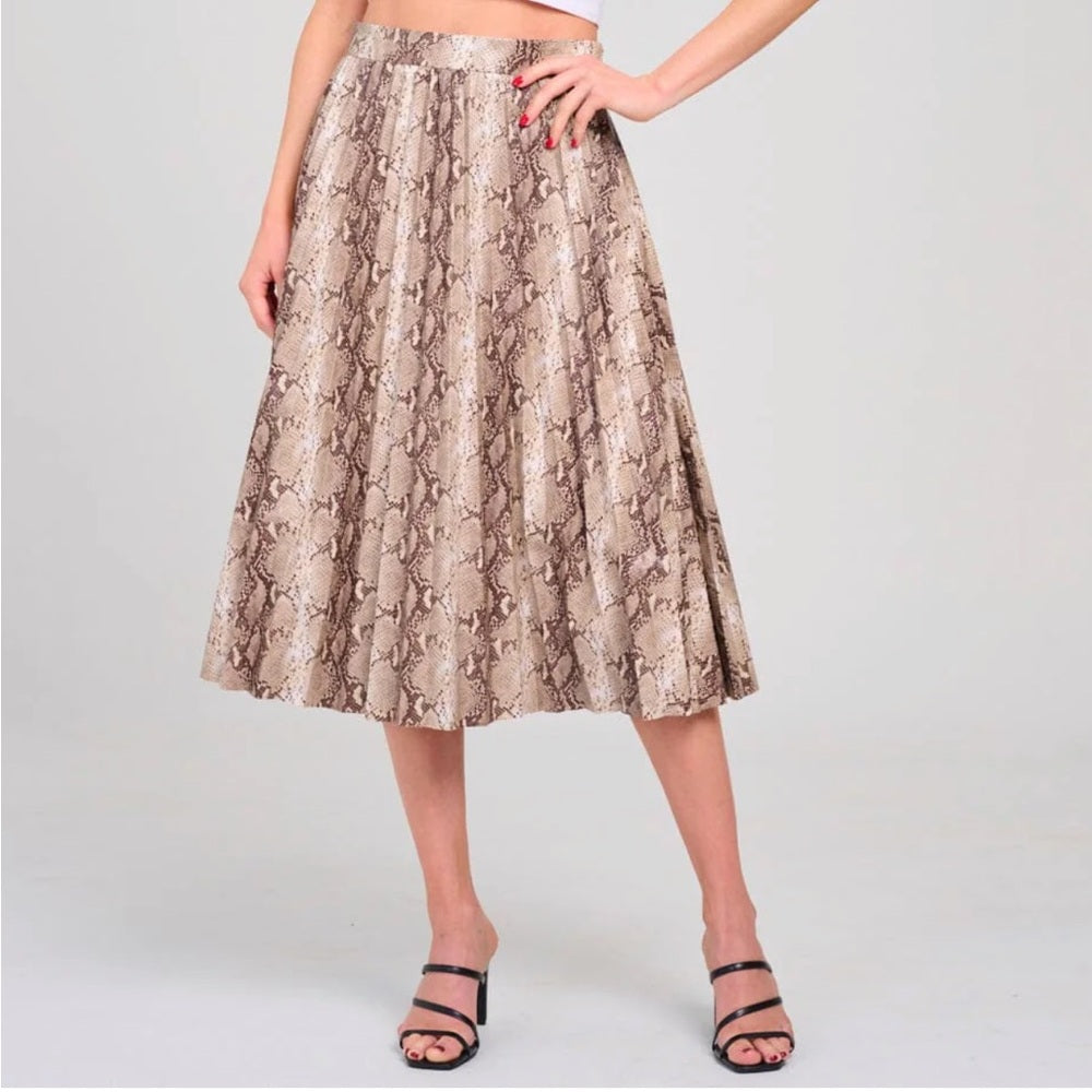A23. Snake Print Faux Leather Midi Skirt
