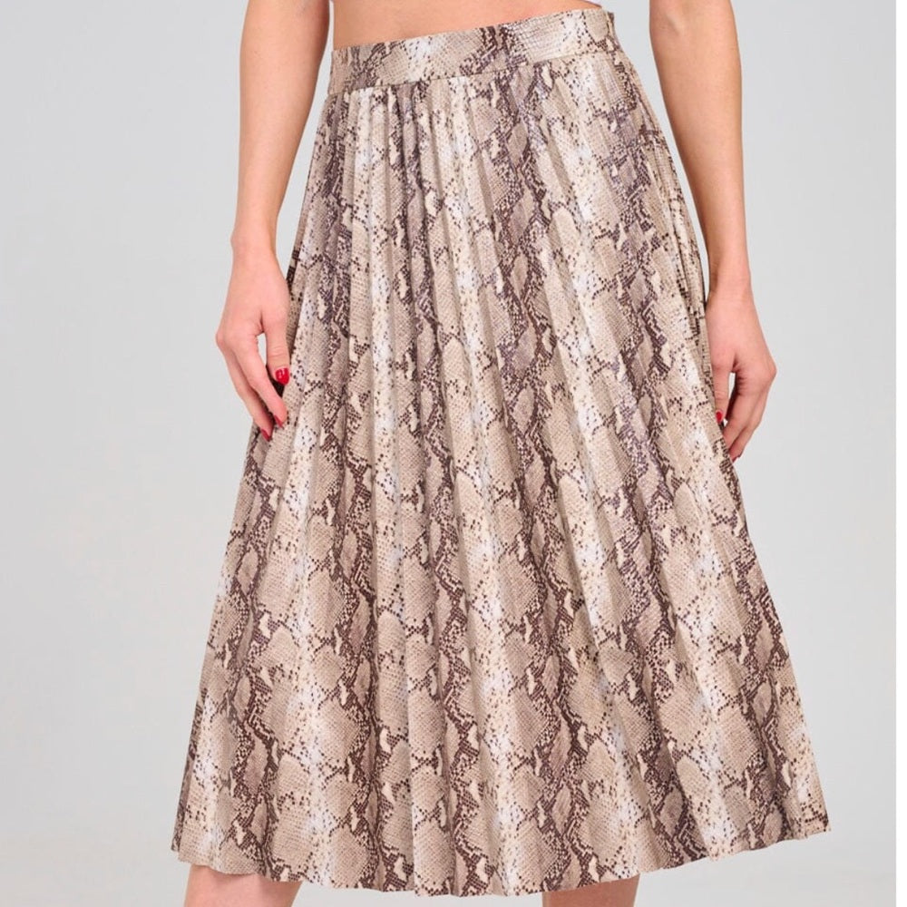 A23. Snake Print Faux Leather Midi Skirt