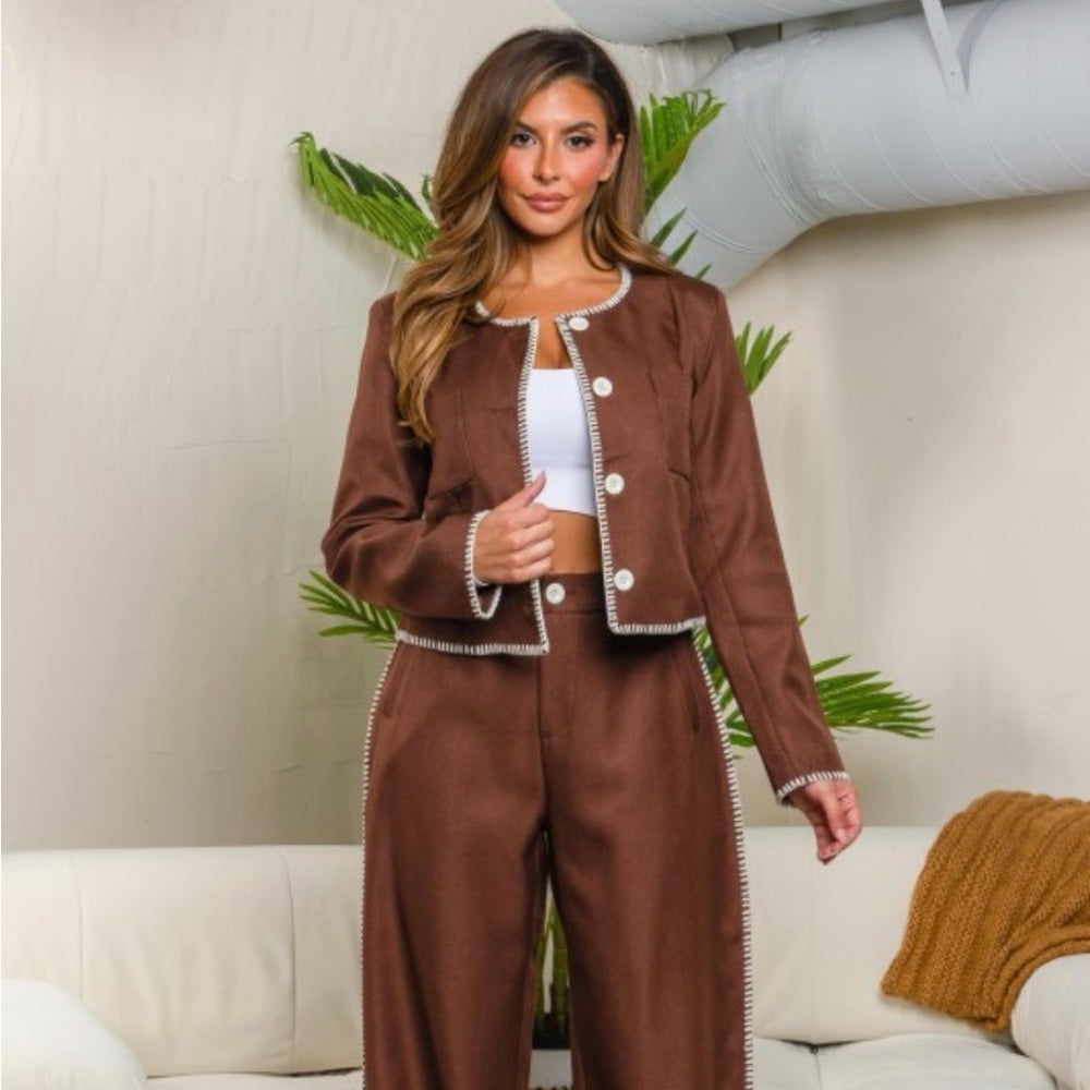 A26. Brown Jacket & Pants Set