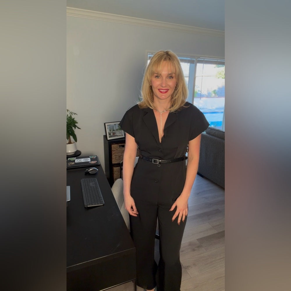 A30. Belted Black Top & Pant Set